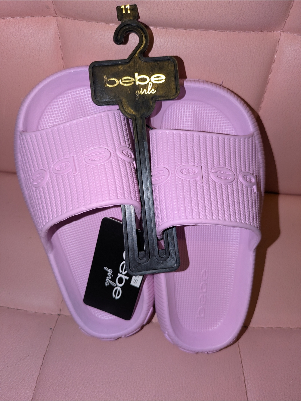 bebe Girls Pink Slide Sandals